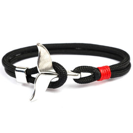 Whale Tail Anchor Charm Nautical Survival Rope Chain Bracelets, Black red, Red, Black blue, Yellow, Colorful, Blue, Dark blue, Black
