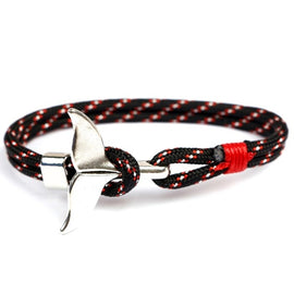Whale Tail Anchor Charm Nautical Survival Rope Chain Bracelets, Black red, Red, Black blue, Yellow, Colorful, Blue, Dark blue, Black