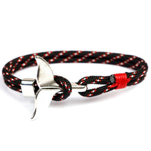 Load image into Gallery viewer, Whale Tail Anchor Charm Nautical Survival Rope Chain Bracelets, Black red, Red, Black blue, Yellow, Colorful, Blue, Dark blue, Black