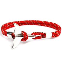 Load image into Gallery viewer, Whale Tail Anchor Charm Nautical Survival Rope Chain Bracelets, Black red, Red, Black blue, Yellow, Colorful, Blue, Dark blue, Black