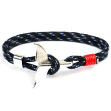 Load image into Gallery viewer, Whale Tail Anchor Charm Nautical Survival Rope Chain Bracelets, Black red, Red, Black blue, Yellow, Colorful, Blue, Dark blue, Black