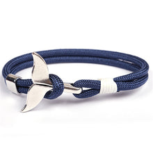 Load image into Gallery viewer, Whale Tail Anchor Charm Nautical Survival Rope Chain Bracelets, Black red, Red, Black blue, Yellow, Colorful, Blue, Dark blue, Black
