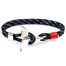 Load image into Gallery viewer, Whale Tail Anchor Charm Nautical Survival Rope Chain Bracelets, Black red, Red, Black blue, Yellow, Colorful, Blue, Dark blue, Black