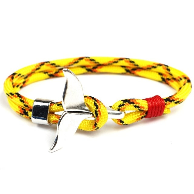 Whale Tail Anchor Charm Nautical Survival Rope Chain Bracelets, Black red, Red, Black blue, Yellow, Colorful, Blue, Dark blue, Black