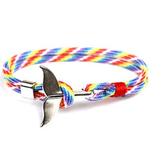 Load image into Gallery viewer, Whale Tail Anchor Charm Nautical Survival Rope Chain Bracelets, Black red, Red, Black blue, Yellow, Colorful, Blue, Dark blue, Black