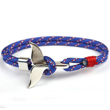 Load image into Gallery viewer, Whale Tail Anchor Charm Nautical Survival Rope Chain Bracelets, Black red, Red, Black blue, Yellow, Colorful, Blue, Dark blue, Black