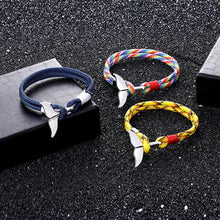 Load image into Gallery viewer, Whale Tail Anchor Charm Nautical Survival Rope Chain Bracelets, Black red, Red, Black blue, Yellow, Colorful, Blue, Dark blue, Black