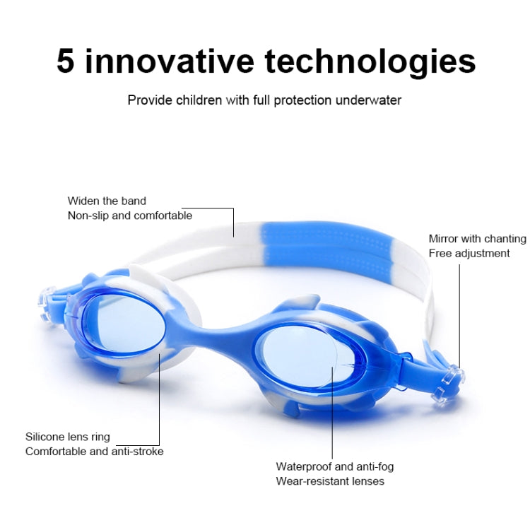 4 in 1 Cartoon Little Crab Waterproof and Anti-fog Silicone Swimming Goggles + Printed Pattern Swimming Cap + Nose Clip Earplugs + Storage Bag Swimming Equipment Set for Children