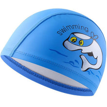 Load image into Gallery viewer, Children Swimming Cap PU Printed Cute Dolphin Pattern Elastic Swimming Cap
