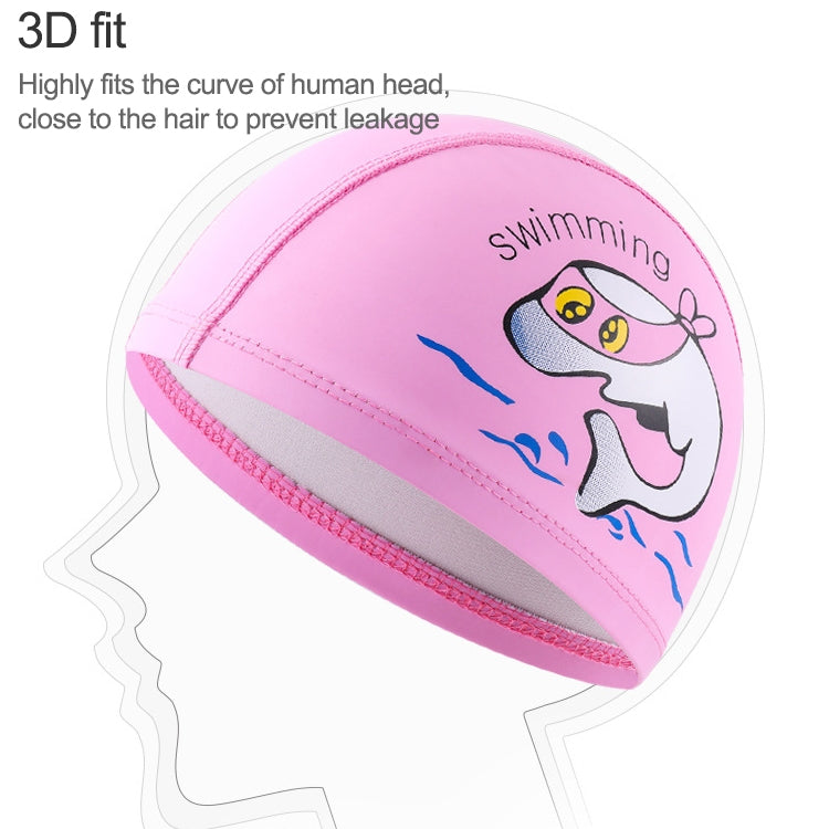 Children Swimming Cap PU Printed Cute Dolphin Pattern Elastic Swimming Cap