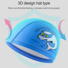 Load image into Gallery viewer, Children Swimming Cap PU Printed Cute Dolphin Pattern Elastic Swimming Cap