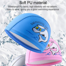 Load image into Gallery viewer, Children Swimming Cap PU Printed Cute Dolphin Pattern Elastic Swimming Cap