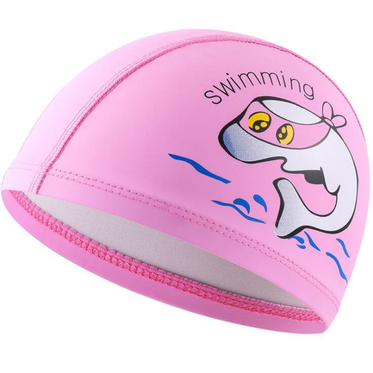 Children Swimming Cap PU Printed Cute Dolphin Pattern Elastic Swimming Cap