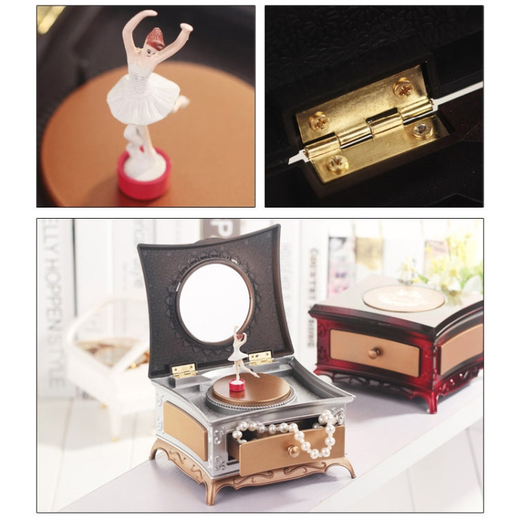 Classic Dressing Table Rotating Girl Music Box With Mirror Drawer Music Box