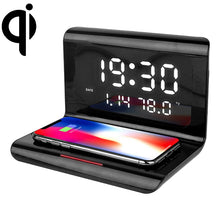 Load image into Gallery viewer, 10W QI Universal Multi-function Mobile Phone Wireless Charger with Alarm Clock &amp; Time / Calendar / Temperature Display, RT1 10W (Black)