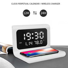 Load image into Gallery viewer, 10W QI Universal Multi-function Mobile Phone Wireless Charger with Alarm Clock &amp; Time / Calendar / Temperature Display, RT1 10W (Black)