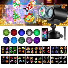 Load image into Gallery viewer, 12W RGBW LED Double Tube Water Waves Lamp Christmas Projection Light, 12 Patterns, 16 Patterns