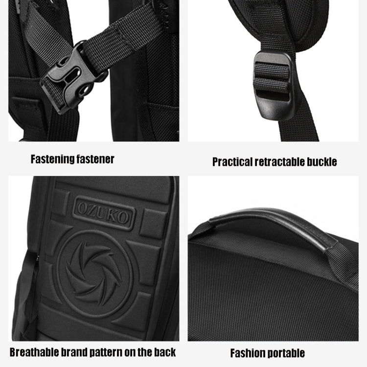 Ozuko 9326 Men Outdoor Multifunctional Anti-theft Backpack Sports Waterproof Travel Shoulders Bag with External USB Charging Port