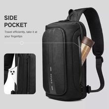 Load image into Gallery viewer, Ozuko 9315 Outdoor Waterproof Men Business Chest Bag Anti-theft Shoulder Messenger Bag with External USB Charging Port