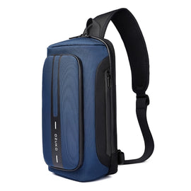 Ozuko 9315 Outdoor Waterproof Men Business Chest Bag Anti-theft Shoulder Messenger Bag with External USB Charging Port