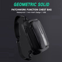 Load image into Gallery viewer, Ozuko 9315 Outdoor Waterproof Men Business Chest Bag Anti-theft Shoulder Messenger Bag with External USB Charging Port