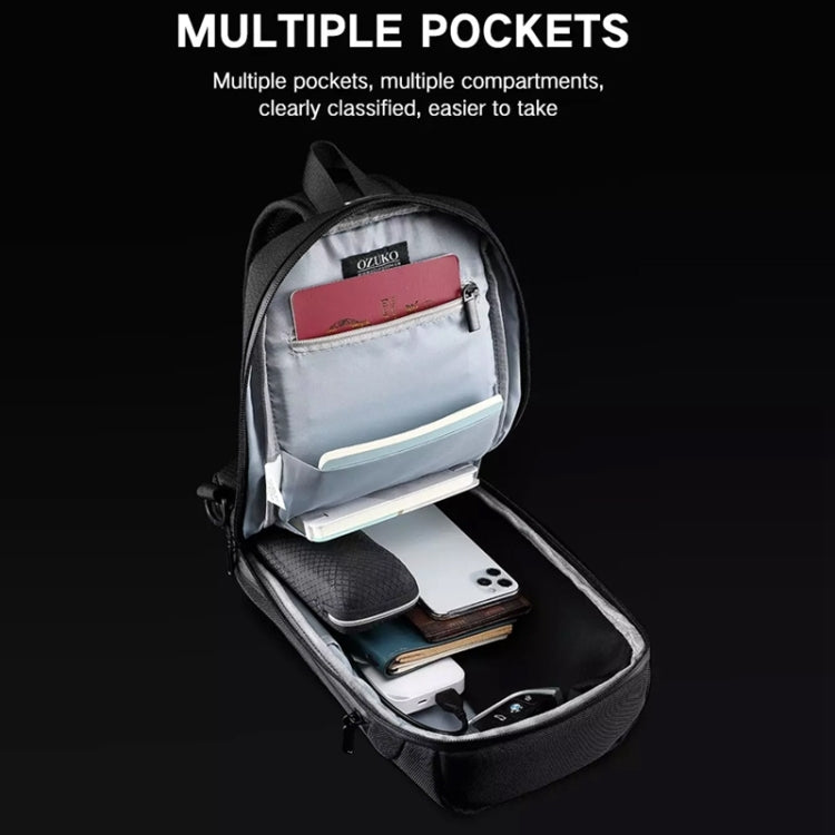 Ozuko 9315 Outdoor Waterproof Men Business Chest Bag Anti-theft Shoulder Messenger Bag with External USB Charging Port