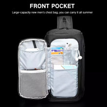 Load image into Gallery viewer, Ozuko 9315 Outdoor Waterproof Men Business Chest Bag Anti-theft Shoulder Messenger Bag with External USB Charging Port