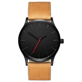 Men Simple Matte Leather Belt Quartz Watch