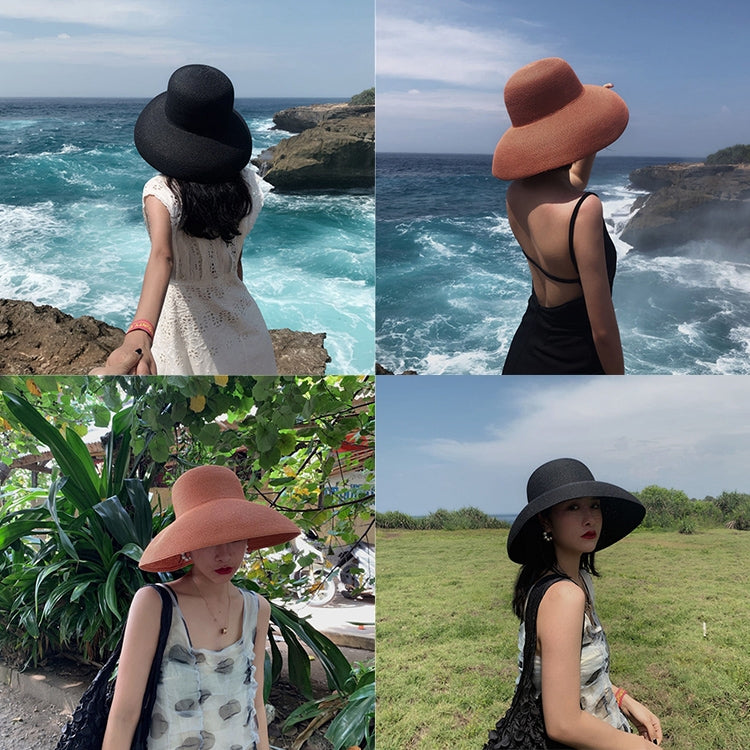 Big Eaves Straw Hat  Female Summer Sunscreen Basin Hat Beach Vacation Sunhat Fisherman Hat