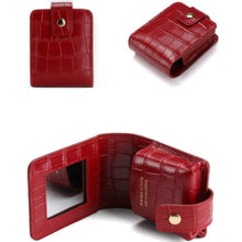 Load image into Gallery viewer, Simple Cowhide Crocodile Pattern Lipstick Bag Storage Portable Makeup Bag With Mirror