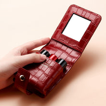 Load image into Gallery viewer, Simple Cowhide Crocodile Pattern Lipstick Bag Storage Portable Makeup Bag With Mirror