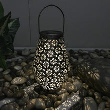 Load image into Gallery viewer, Outdoor Solar Wrought Iron Lantern Garden Decoration Light LED Pendant Lamp, Chrysanthemum Lantern