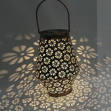 Load image into Gallery viewer, Outdoor Solar Wrought Iron Lantern Garden Decoration Light LED Pendant Lamp, Chrysanthemum Lantern