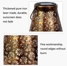 Load image into Gallery viewer, Outdoor Solar Wrought Iron Lantern Garden Decoration Light LED Pendant Lamp, Chrysanthemum Lantern