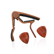 Load image into Gallery viewer, 2 in 1 Solid Wood Folk Music Guitar Capo + Pick Set, Folk Music Guitar Capo