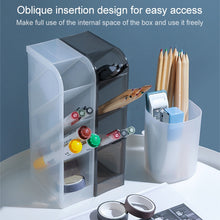 Load image into Gallery viewer, 2 PCS Multi-function 4 Grid Desktop Pen Holder Office School Storage Case Clear Plastic Box Desk Pencil Organizer