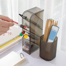 Load image into Gallery viewer, 2 PCS Multi-function 4 Grid Desktop Pen Holder Office School Storage Case Clear Plastic Box Desk Pencil Organizer