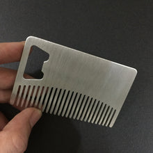 Load image into Gallery viewer, Metal Hair Beard Comb with Bottle Opener Multi-purpose Credit Card Size Tool, Metal