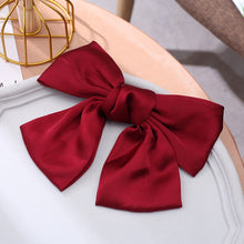 Load image into Gallery viewer, 5 PCS Satin Bow Hairpin Back Head Hair Accessories, Wine Red, Black, Dark Yellow, Tibetan Blue, Dark Green, Light Pink, Light Purple, Black Wave Point, Wine Red Wave Point