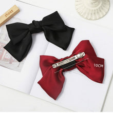 Load image into Gallery viewer, 5 PCS Satin Bow Hairpin Back Head Hair Accessories, Wine Red, Black, Dark Yellow, Tibetan Blue, Dark Green, Light Pink, Light Purple, Black Wave Point, Wine Red Wave Point