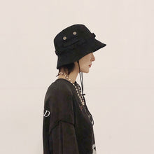Load image into Gallery viewer, Outdoor Hip-Hop Hat Fisherman Hat Windproof Basin Hat with Drawstring