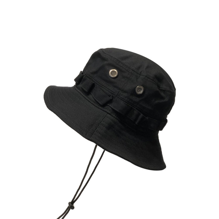 Outdoor Hip-Hop Hat Fisherman Hat Windproof Basin Hat with Drawstring