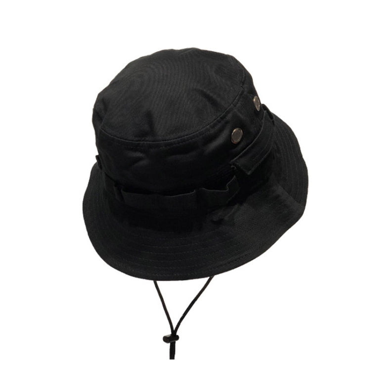 Outdoor Hip-Hop Hat Fisherman Hat Windproof Basin Hat with Drawstring