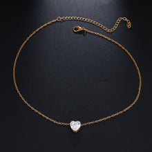 Load image into Gallery viewer, Crystal Heart Pendant Necklace Female Short Chain Necklace, Gold, Silver