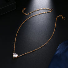 Load image into Gallery viewer, Crystal Heart Pendant Necklace Female Short Chain Necklace, Gold, Silver