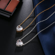 Load image into Gallery viewer, Crystal Heart Pendant Necklace Female Short Chain Necklace, Gold, Silver