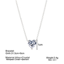 Load image into Gallery viewer, Crystal Heart Pendant Necklace Female Short Chain Necklace, Gold, Silver