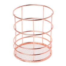 Load image into Gallery viewer, Rose Gold Metal Pen Holder Box Case Iron Art Receiving Basket Desk Stationery Office School Desk Supplies