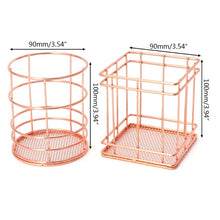 Load image into Gallery viewer, Rose Gold Metal Pen Holder Box Case Iron Art Receiving Basket Desk Stationery Office School Desk Supplies