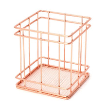 Load image into Gallery viewer, Rose Gold Metal Pen Holder Box Case Iron Art Receiving Basket Desk Stationery Office School Desk Supplies